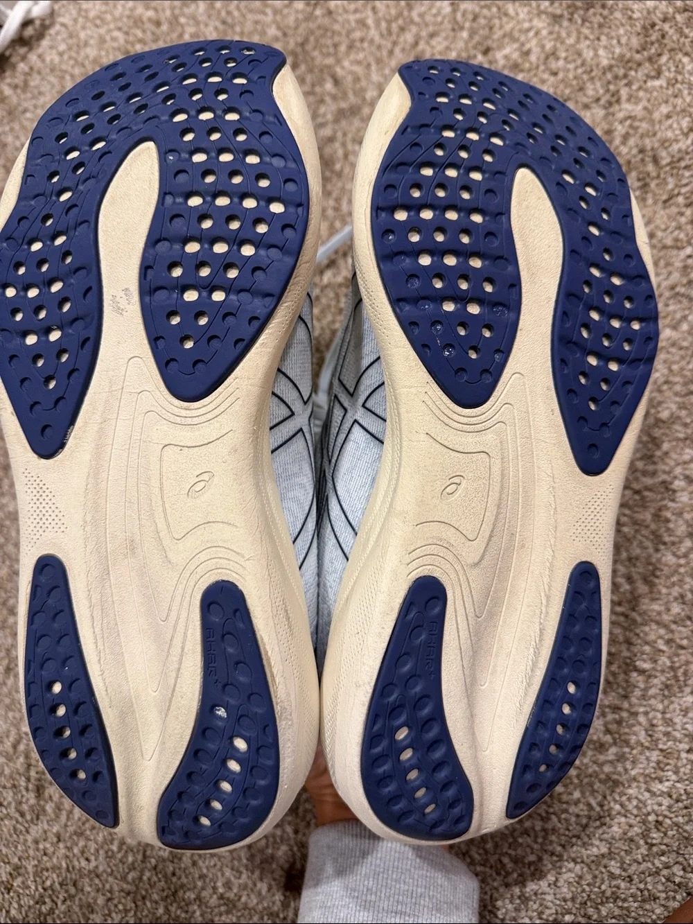 Asics Men's Light Blue and Gold Running Shoes